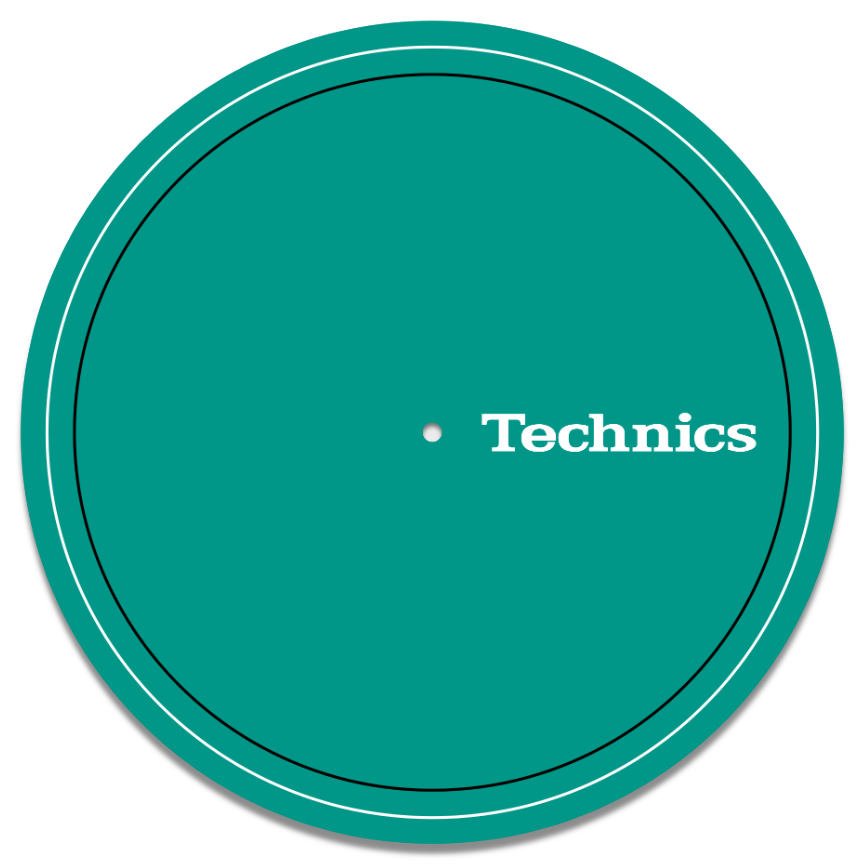 (Set of 20 or 50 pieces) Technics x White on Bluegreen slip mats